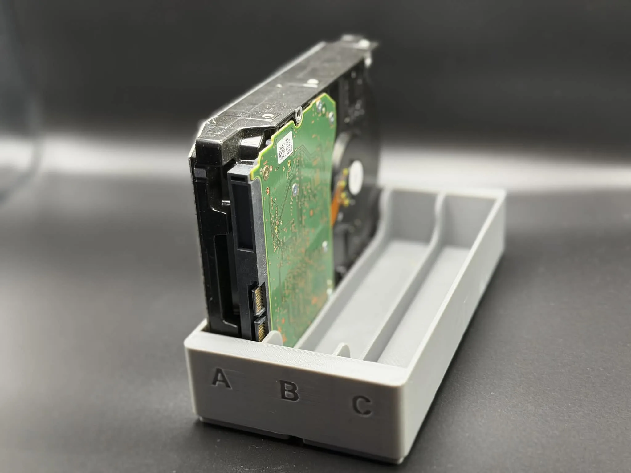 Gridfinity 4x2 3.5 Inch HDD Holder A B C, Holds 3