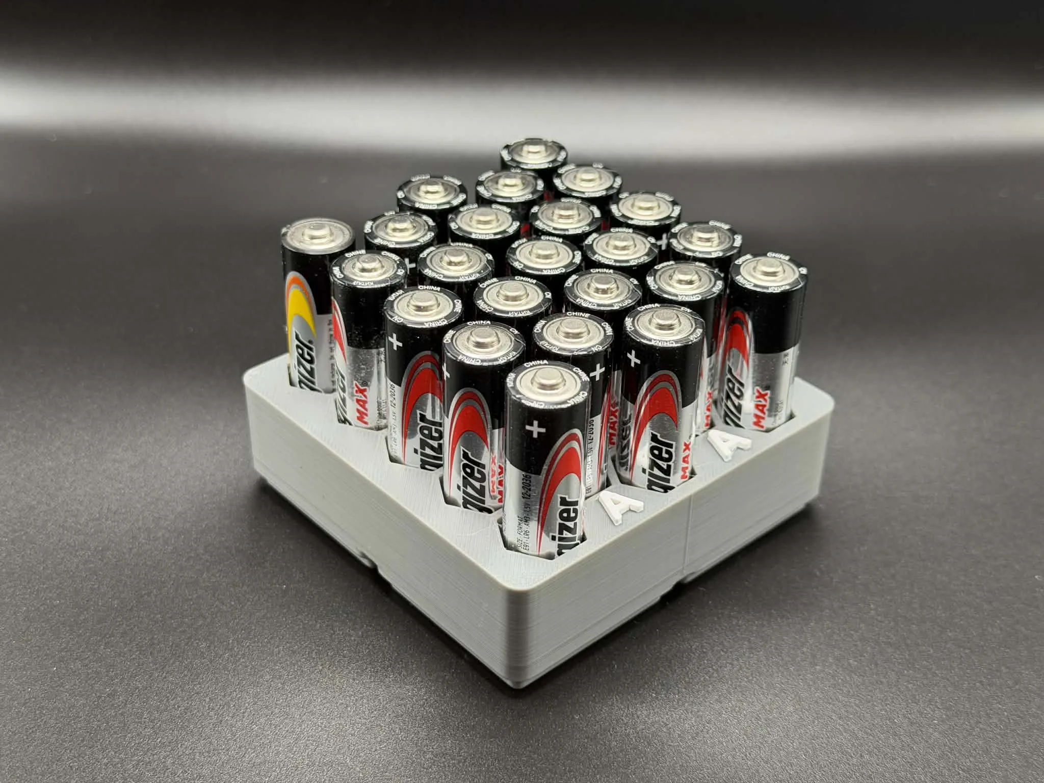 Gridfinity 2x2 AA Battery Holder, Stores 23 Cells