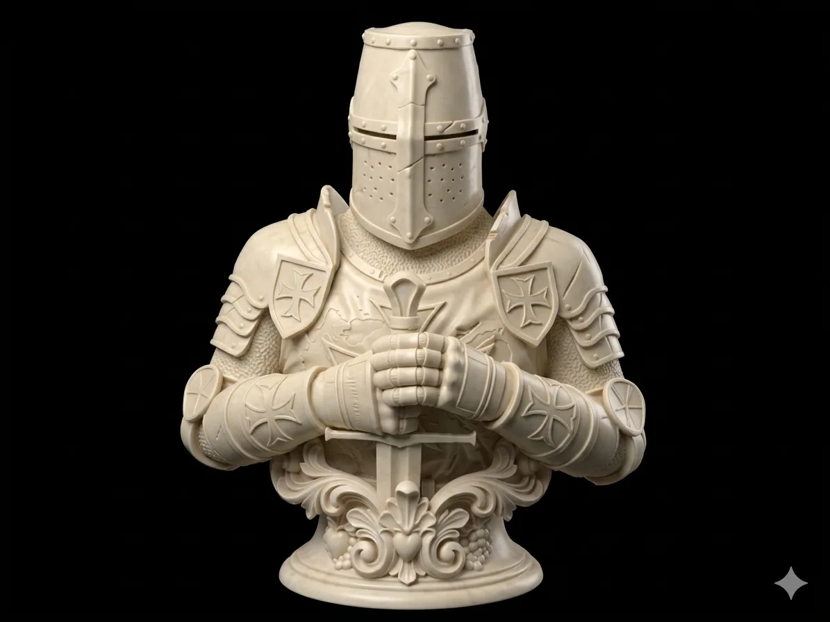 Stoic Templar Knight Bust, 8.58 Inch Crusader Decor