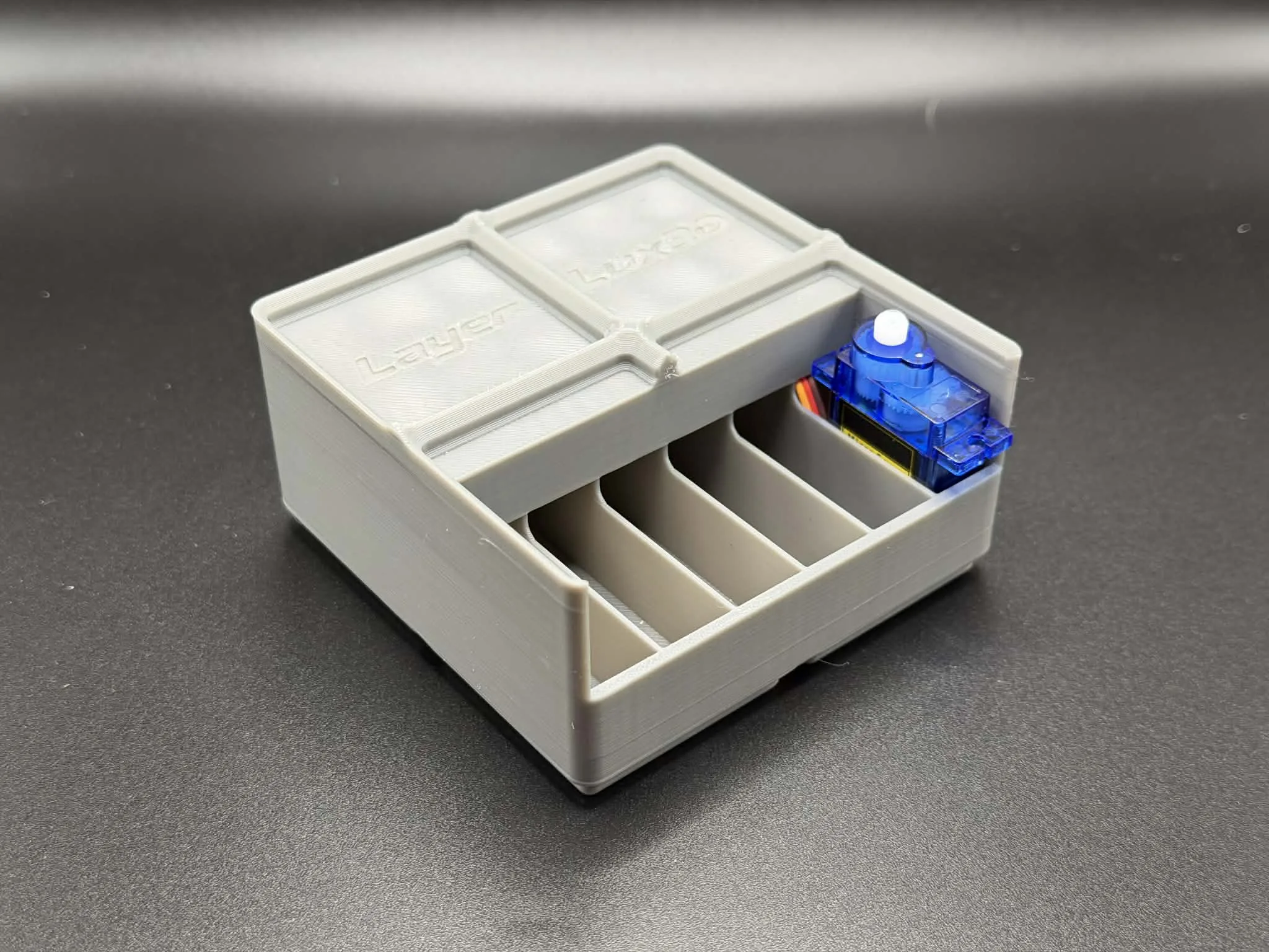 Gridfinity 2x2 Servo Box Organizer, Holds 6 Servos